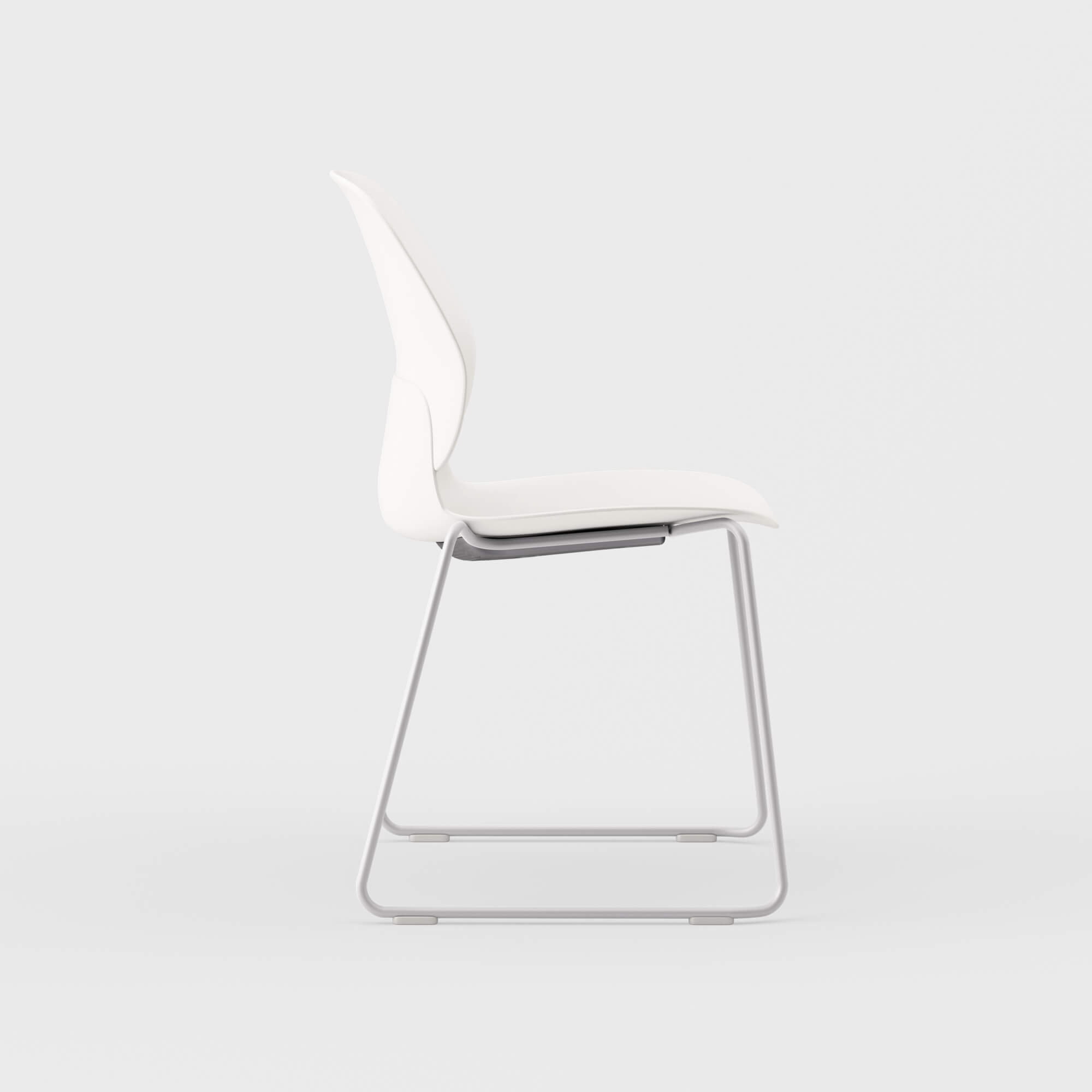 Maari Chair with Sled Base - Smooth Plaster (TR-PLS) / Metallic Silver (TR-LE)