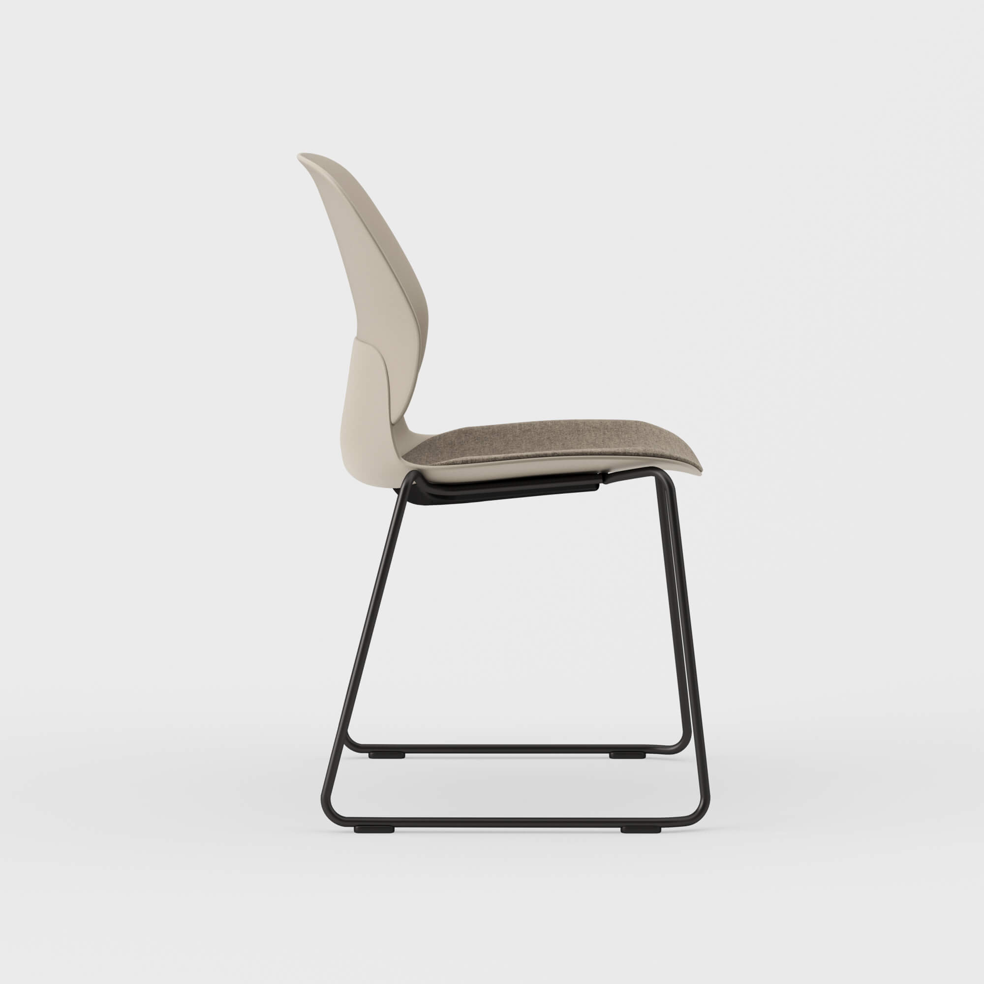 Maari Chair Sled Base with Upholstered Seat - Melange Nap 111 (S7-A) / Black (TR-F)