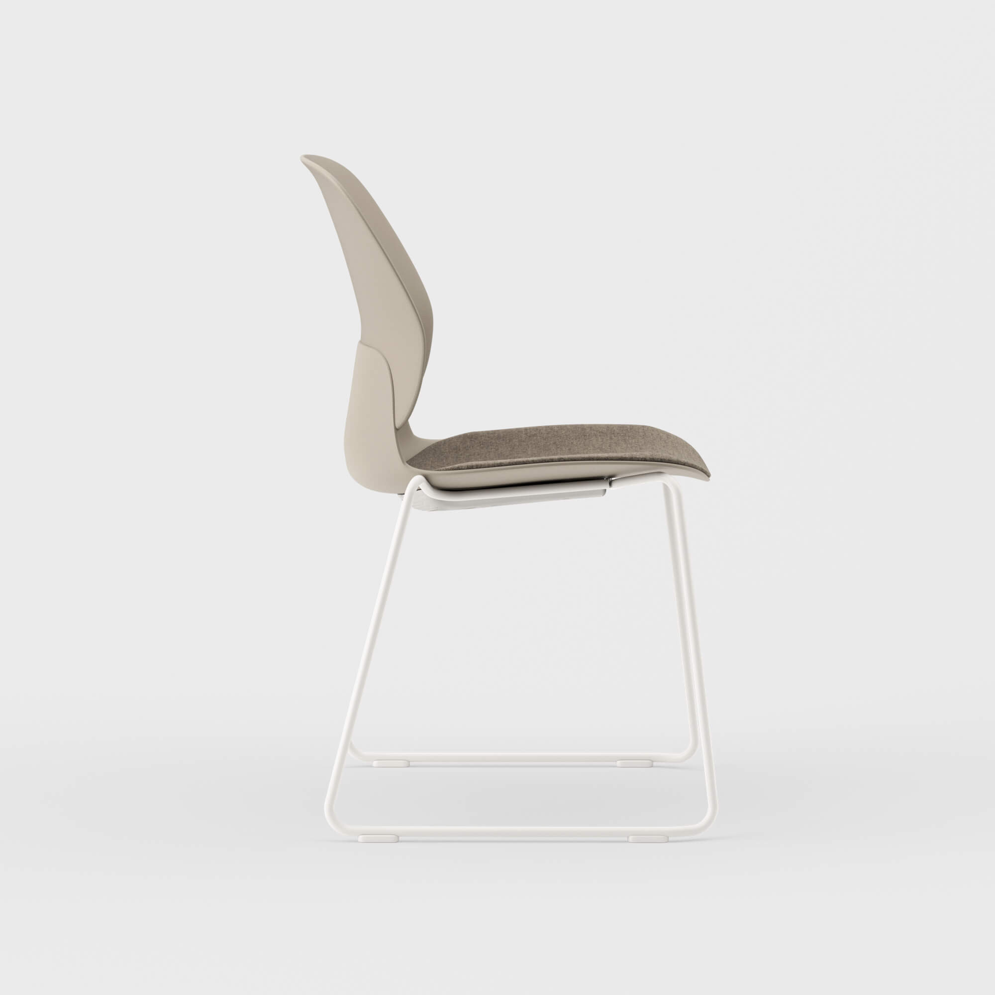 Maari Chair Sled Base with Upholstered Seat - Melange Nap 111 (S7-A) / Smooth Plaster (TR-PLS)