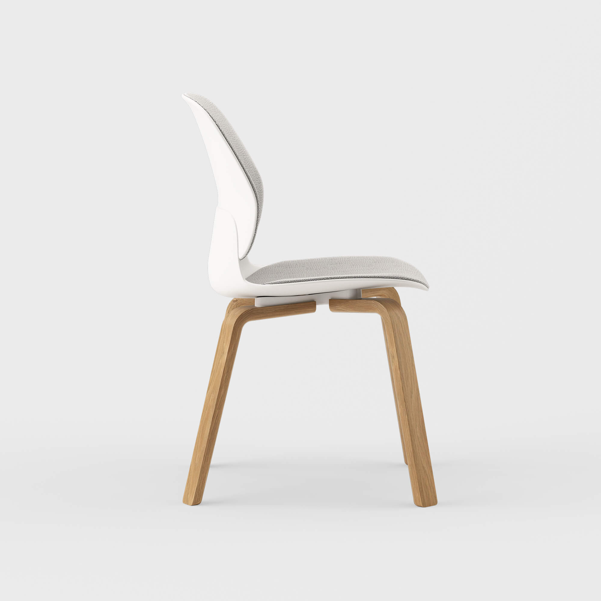 Maari Upholstered Chair with Wood Base - Ramie Gunnie (4V-GN) / Clear on White Oak (M5-W35)