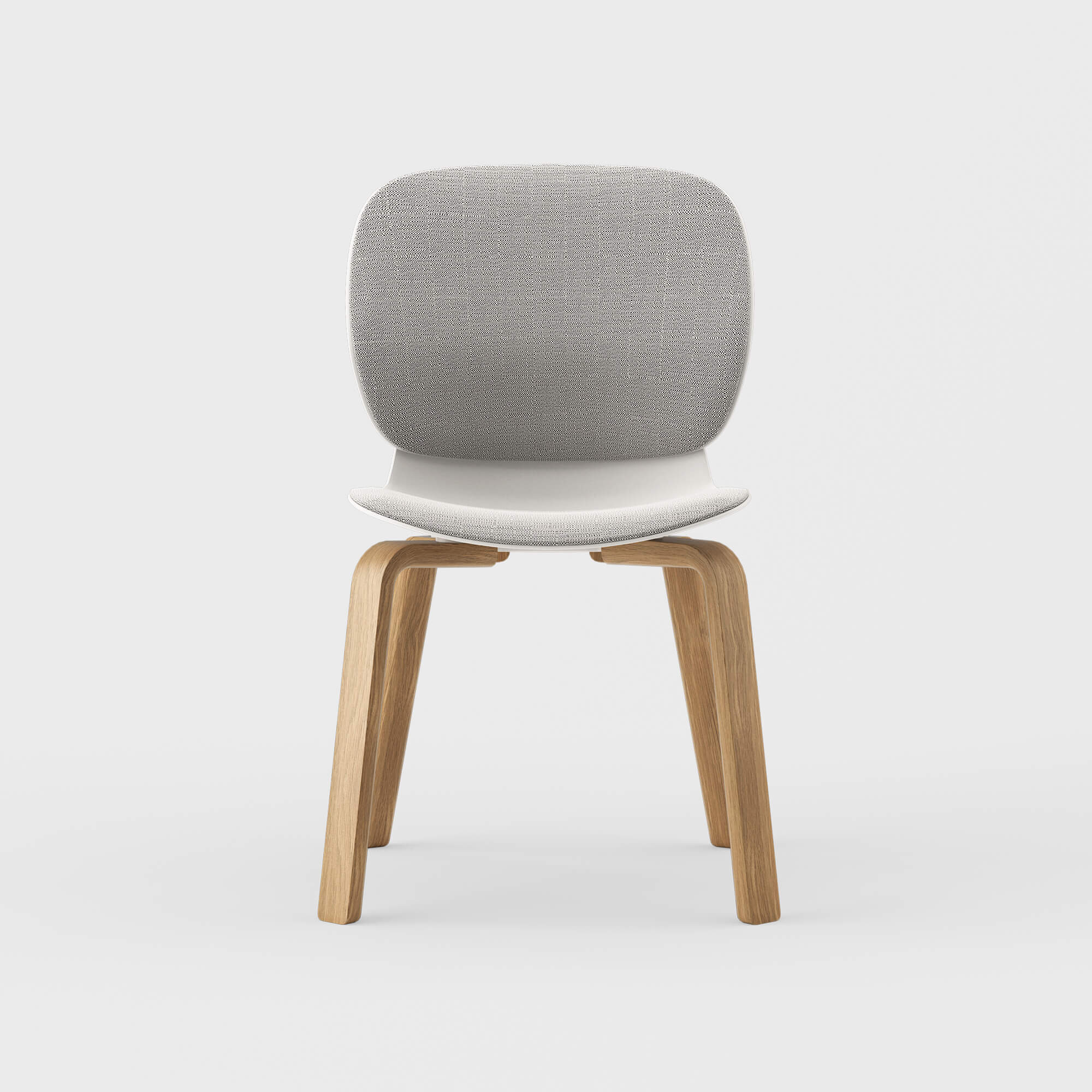 Maari Upholstered Chair with Wood Base - Ramie Gunnie (4V-GN) / Clear on White Oak (M5-W35)