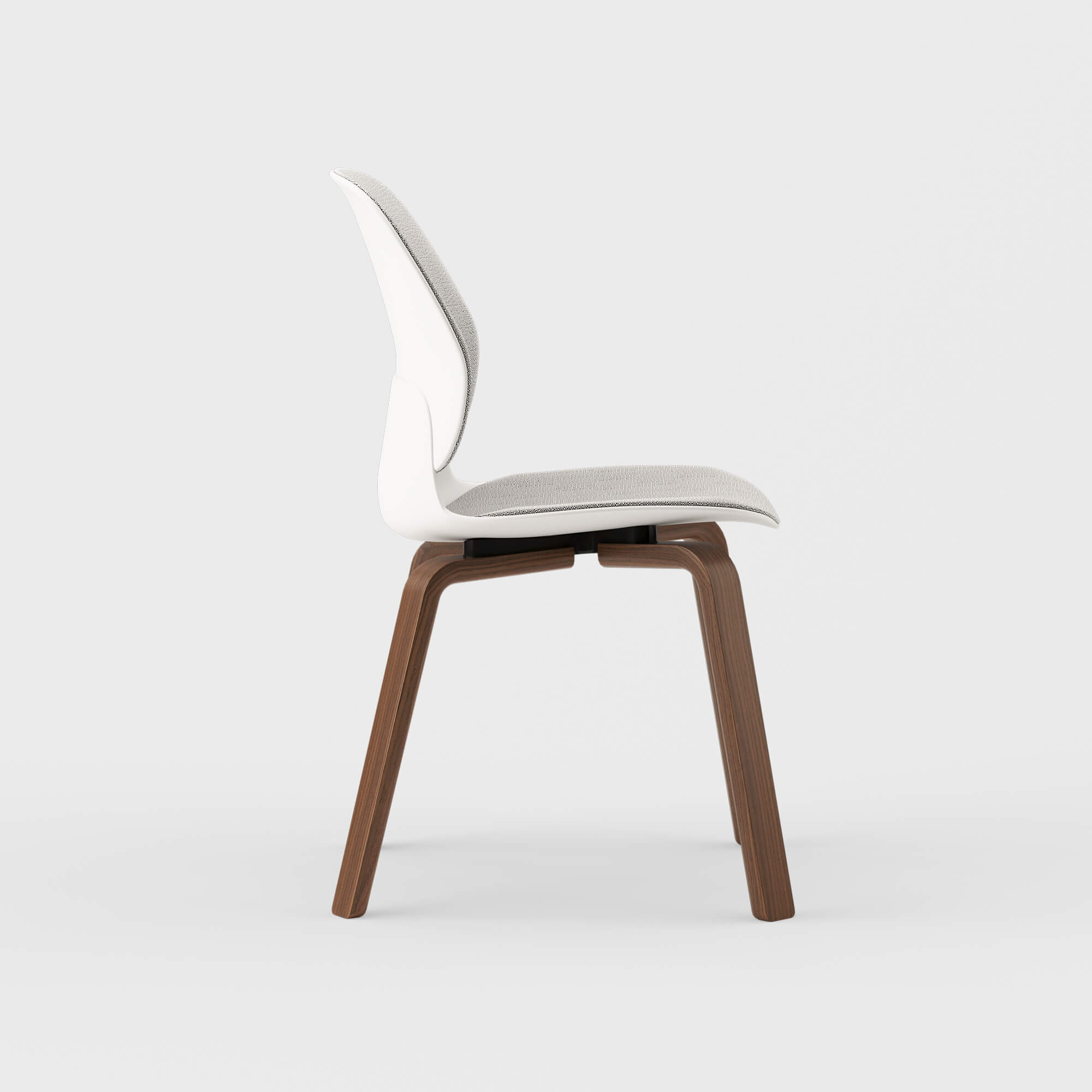 Maari Upholstered Chair with Wood Base - Ramie Gunnie (4V-GN) / Walnut on Oak (M5-W44)