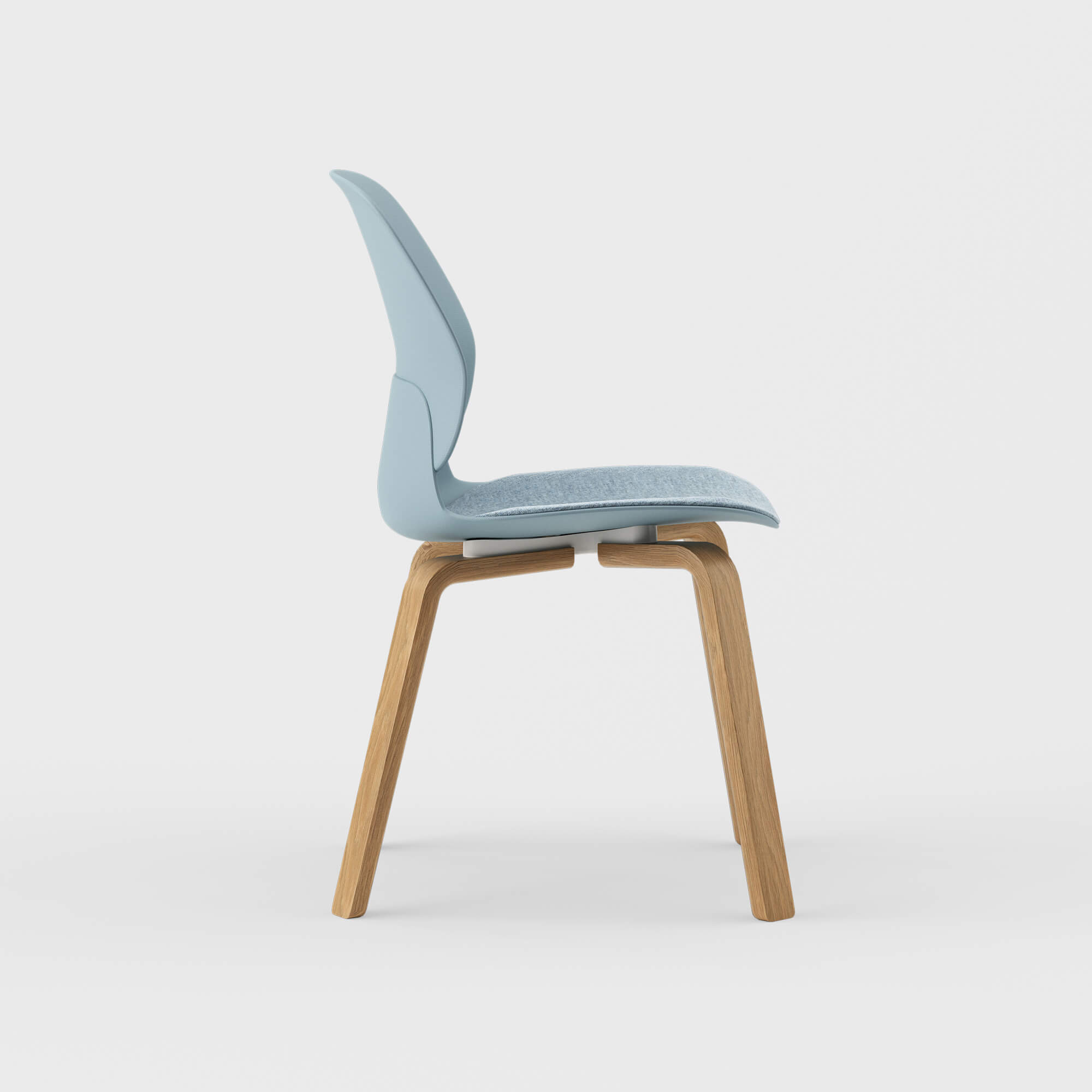 Maari Chair Wood Base with Upholstered Seat - Melange Nap 711 (S7-M) / Clear on White Oak (M5-W35)