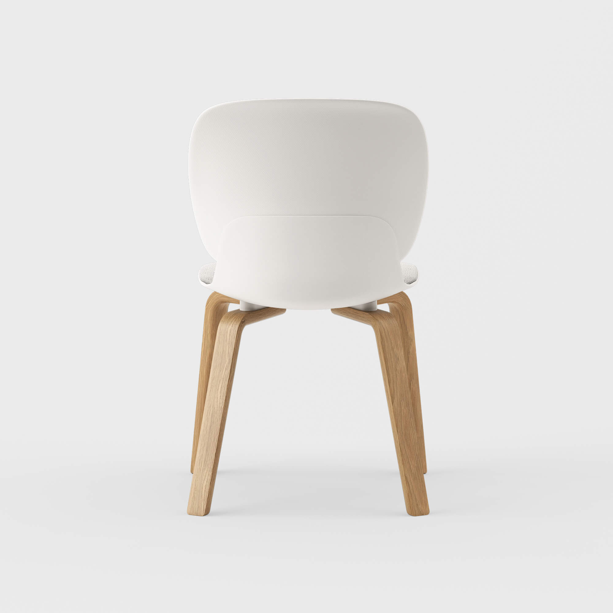 Maari Chair Wood Base with Upholstered Seat - Ramie Gunnie (4V-GN) / Clear on White Oak (M5-W35)