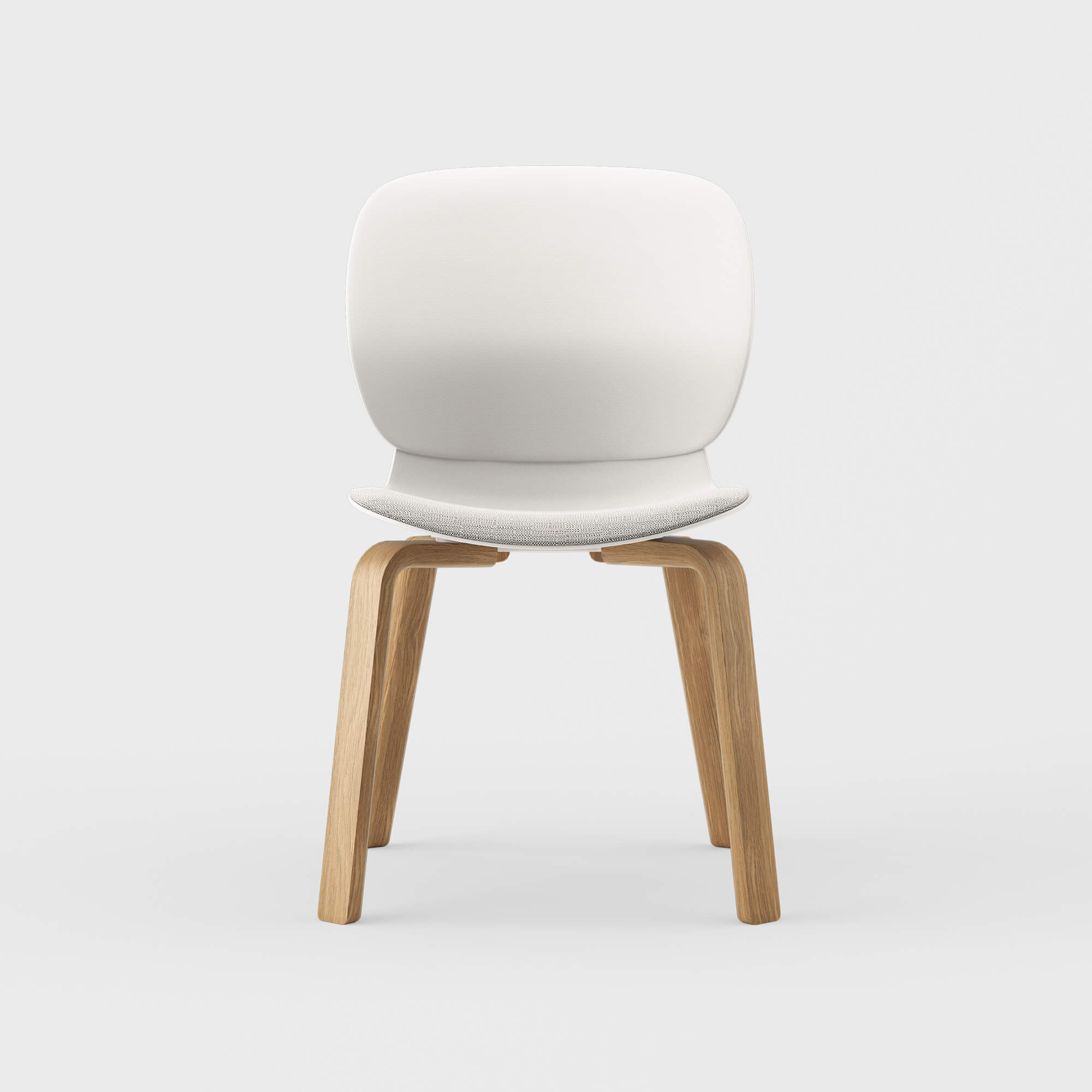 Maari Chair Wood Base with Upholstered Seat - Ramie Gunnie (4V-GN) / Clear on White Oak (M5-W35)