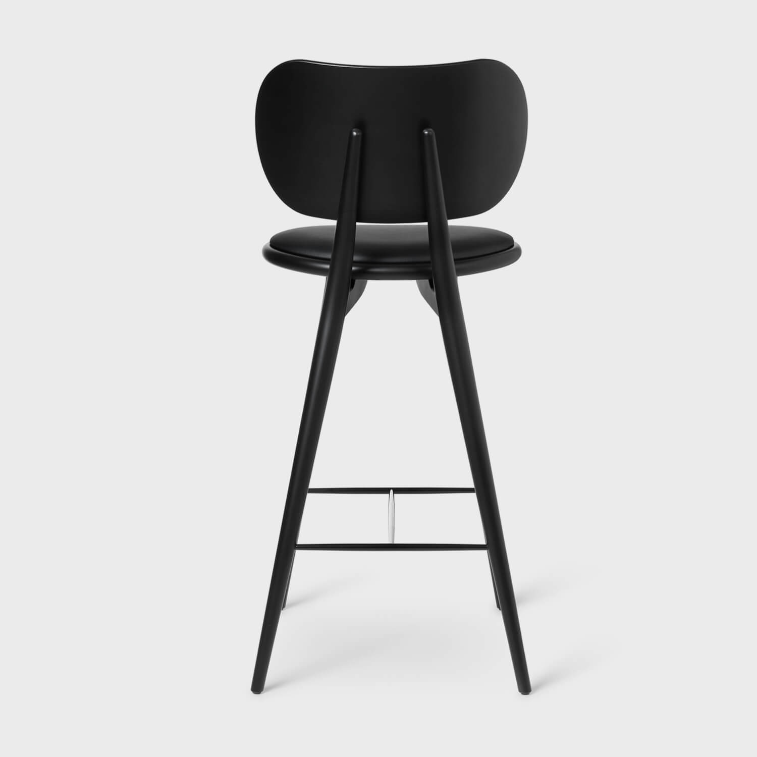 Mater High Stool with Backrest - Black Beech with Leather (MW_BB) / Counter Stool