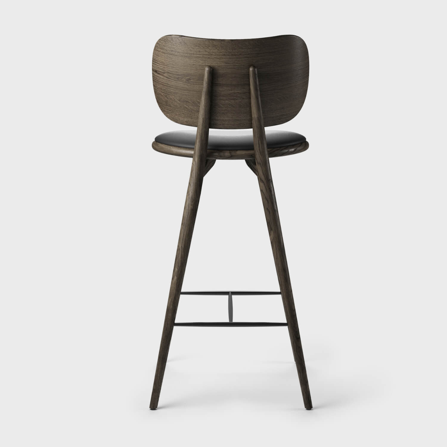 Mater High Stool with Backrest - Sirka Grey Stained Oak with Leather (MW_GO) / Barstool