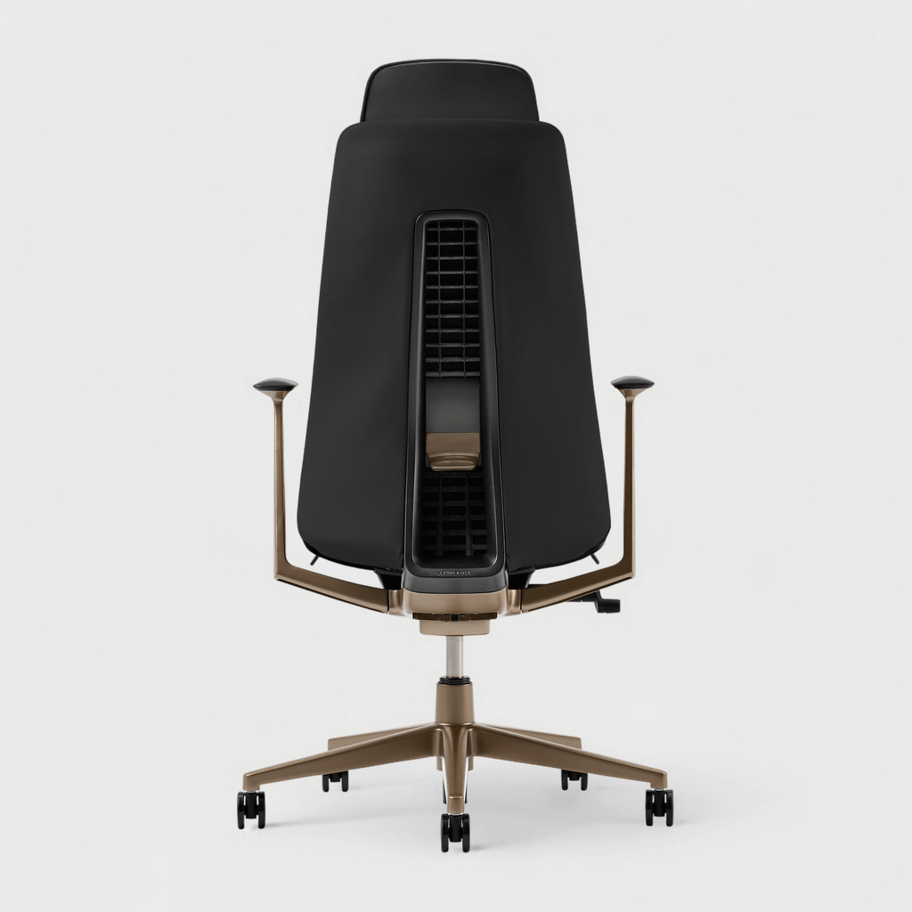 Fern Office Chair with Bronze Base - Black - Vegan Leather (XJ_BL) / Yes / Yes