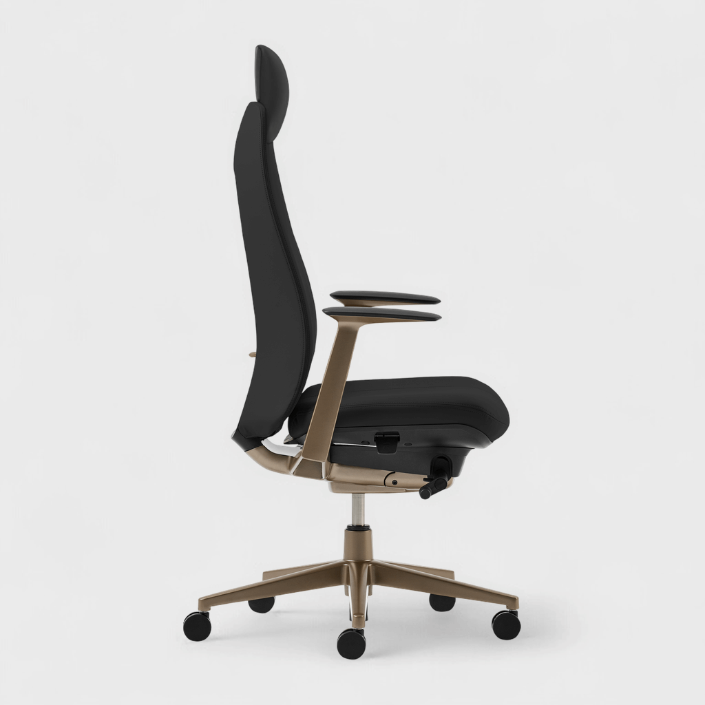 Fern Office Chair with Bronze Base - Black - Vegan Leather (XJ_BL) / Yes / Yes