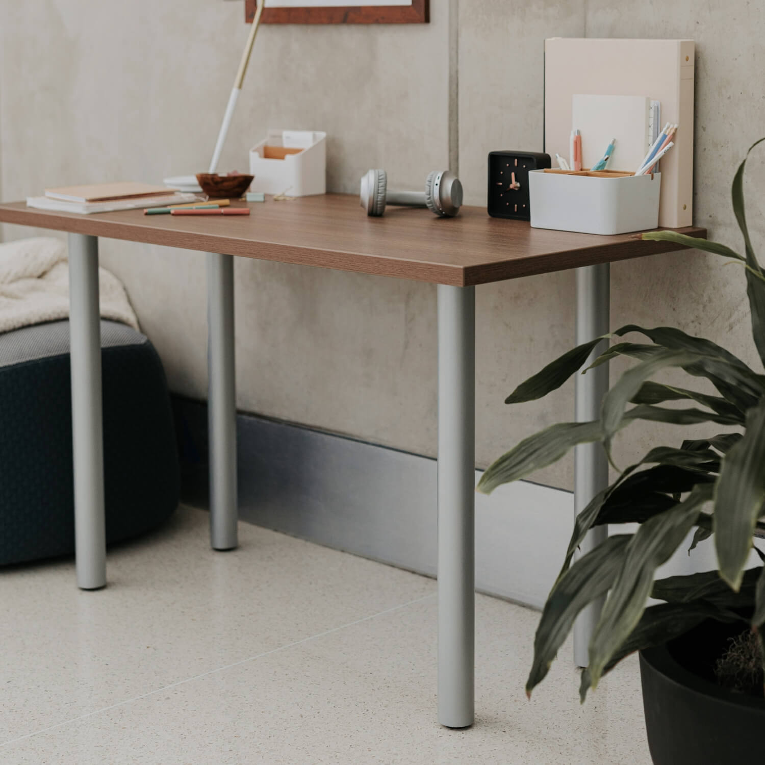 Jive Desk with Post Leg, Color Pop - 24D x 48W / Field Elm (H-KP)/Chartreuse (TR-CTS) / BP01405