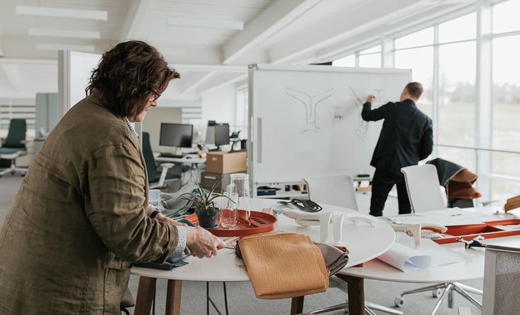 Haworth designers planning circular design of furniture