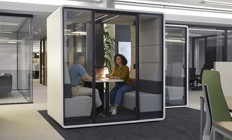 Haworth HushOffice pods in a office space